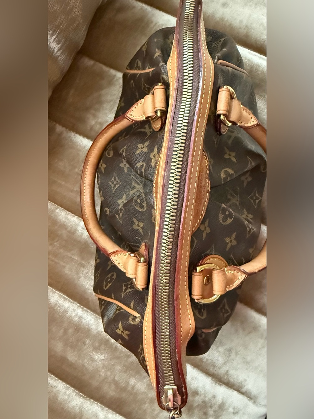 Louis Vuitton Tavioli PM Canvas Satchel with Tan Leather Trim - Picture 15 of 16